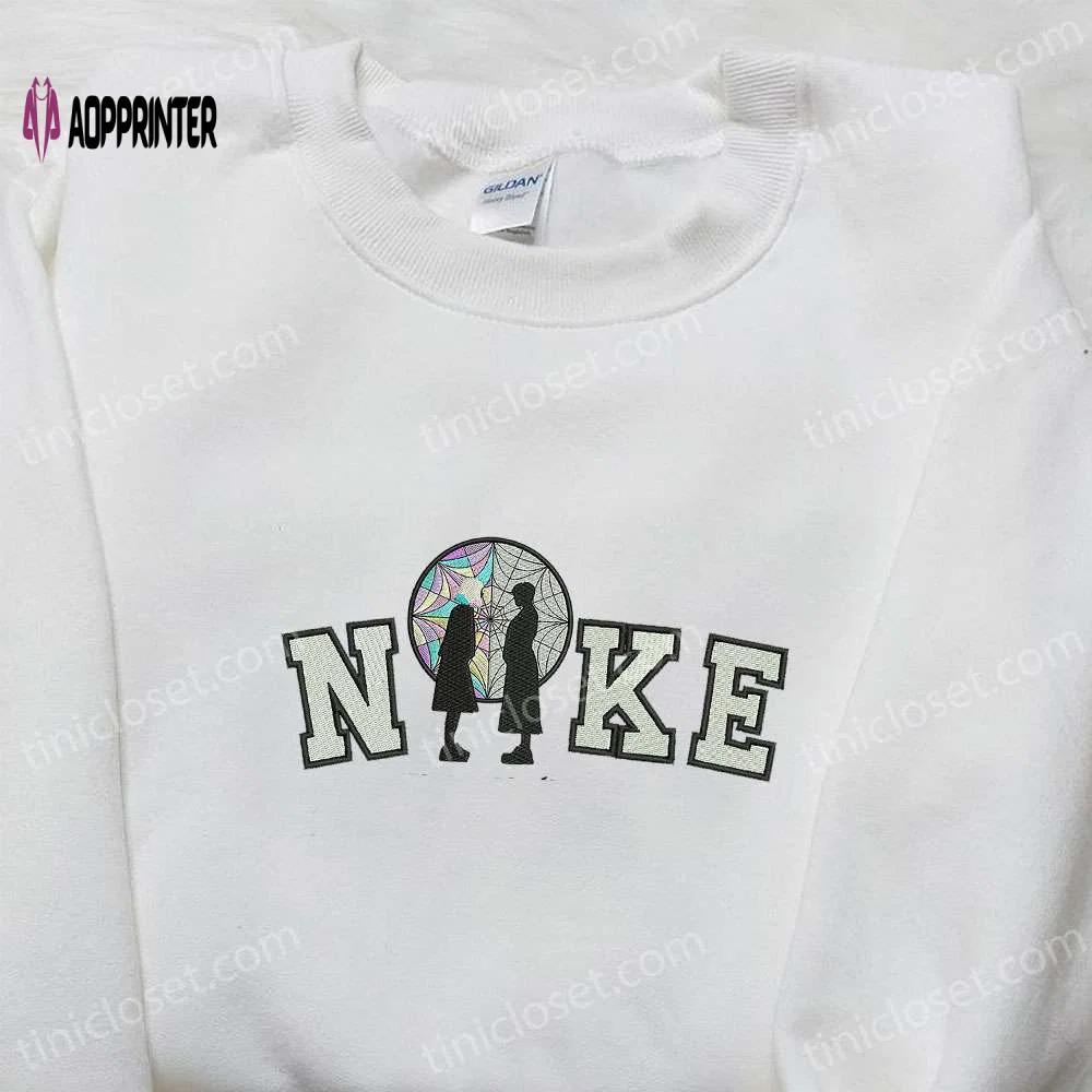 Nike x wednesday embroidered sweatshirt: cool halloween hoodie perfect gift for halloween lovers Embroidered Shirt