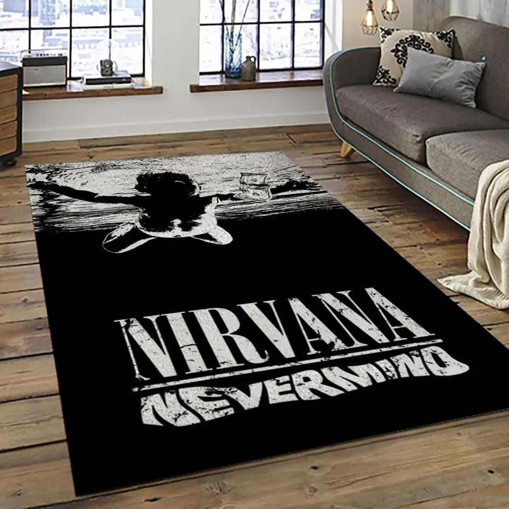 Nirvana rock band punk rock music retangle carpet area rug home decor best gift for fan and friends nv13 Rectangle Rug