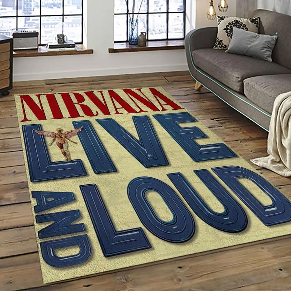 Nirvana rock band punk rock music retangle carpet area rug home decor best gift for fan and friends nv16 Rectangle Rug