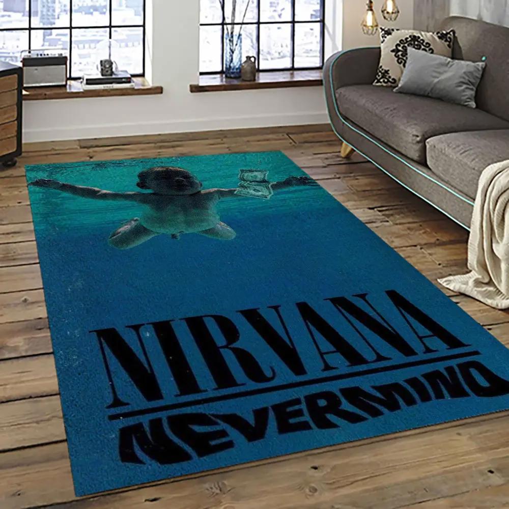 Nirvana rock band punk rock music retangle carpet area rug home decor best gift for fan and friends nv20 Rectangle Rug