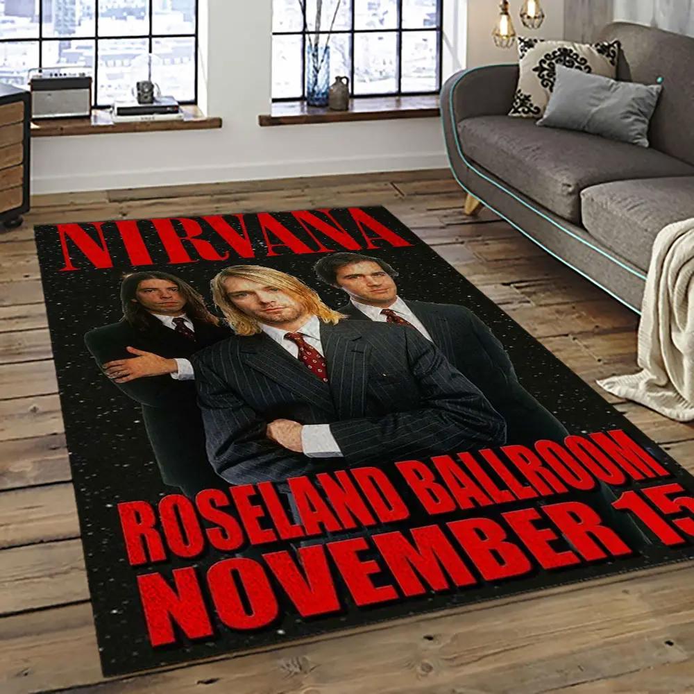 Nirvana rock band punk rock music retangle carpet area rug home decor best gift for fan and friends nv23 Rectangle Rug