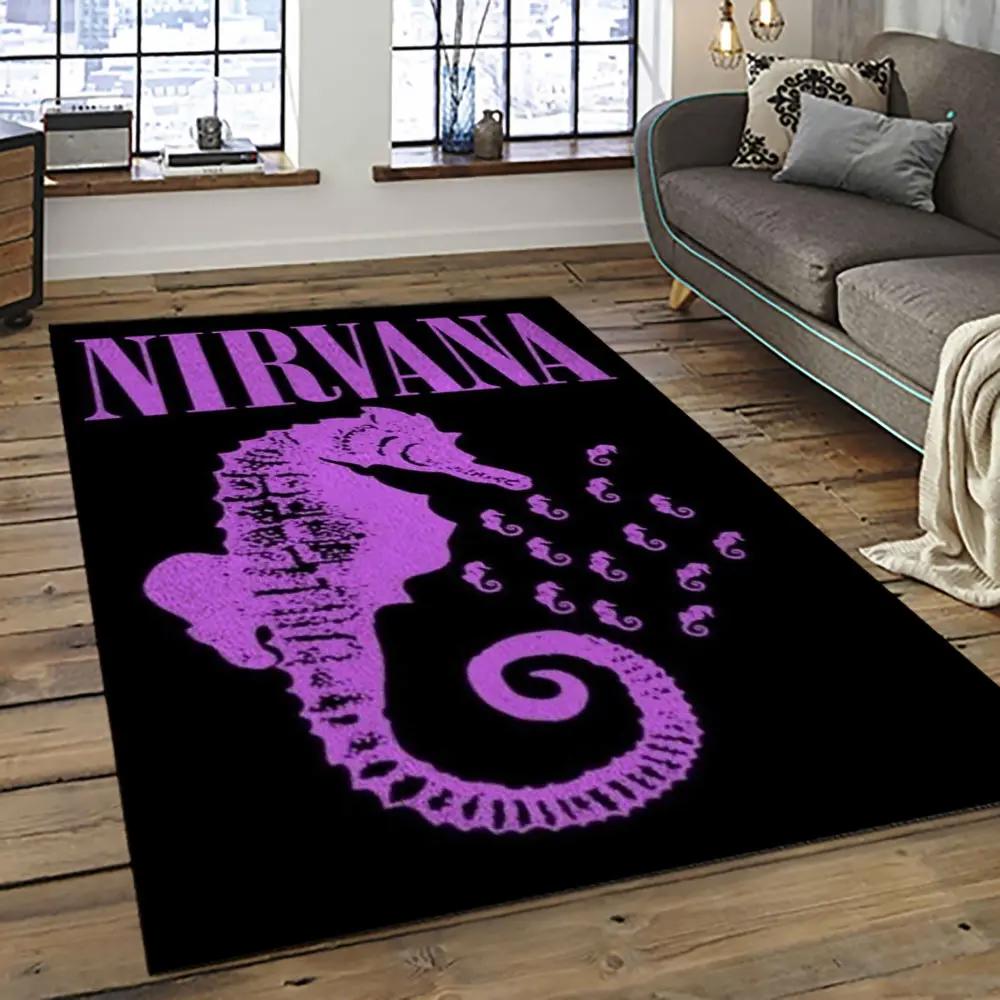 Nirvana rock band punk rock music retangle carpet area rug home decor best gift for fan and friends nv25 Rectangle Rug