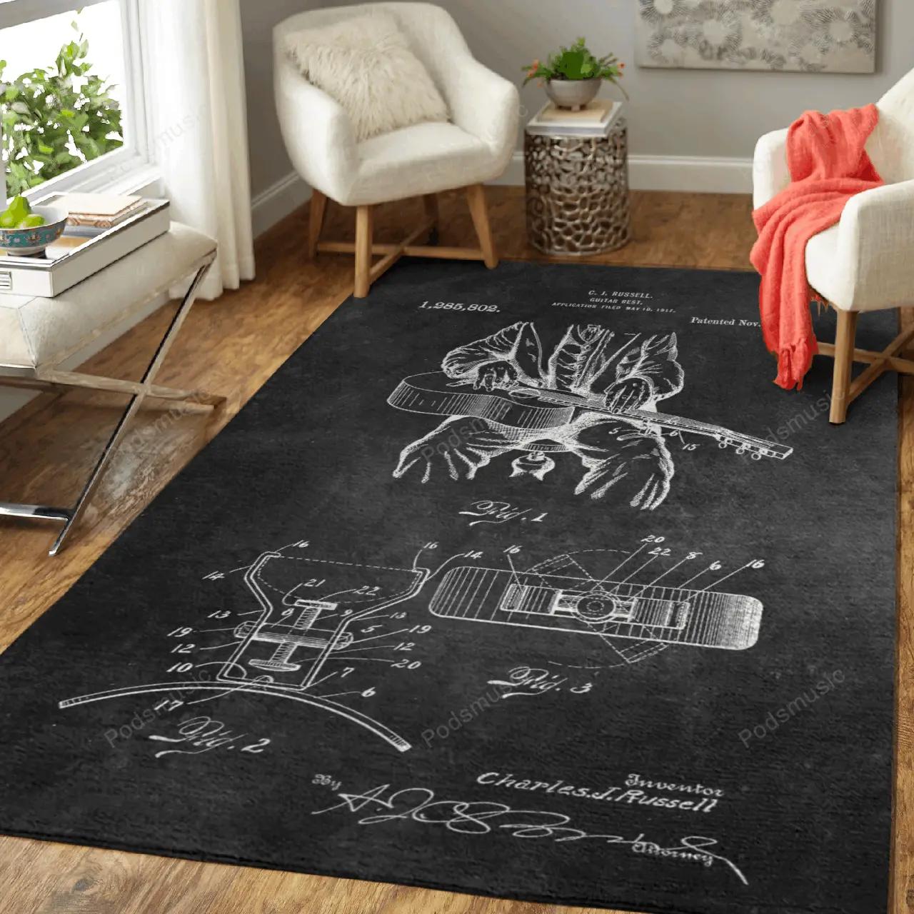 Patent russell guitar best patents music art for fans area rug living room carpet rug regtangle carpet floor decor home decor Rectangle Rug