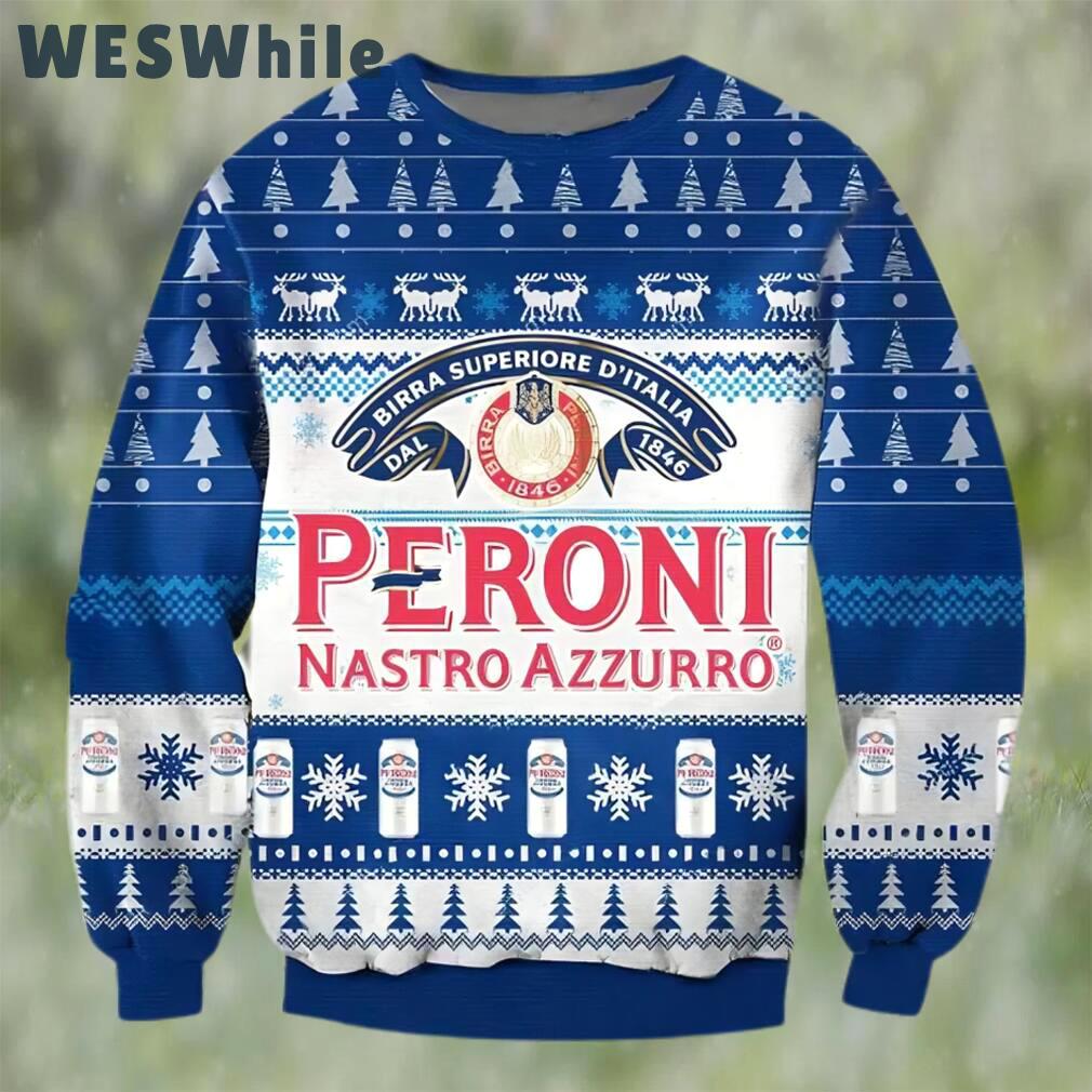 Peroni nastro azzurro beer ugly christmas sweater, faux wool sweater, gifts for beer lovers, international beer day, best christmas gifts for 2022 ? pri Christmas Ugly Sweater