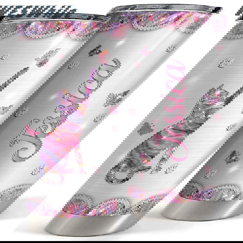 Personalized cat tumbler jewelry style metallic for animal lover Personalized Tumbler