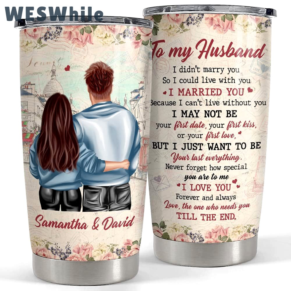 Personalized couple tumbler to my husband roses gift from wife Personalized Tumbler