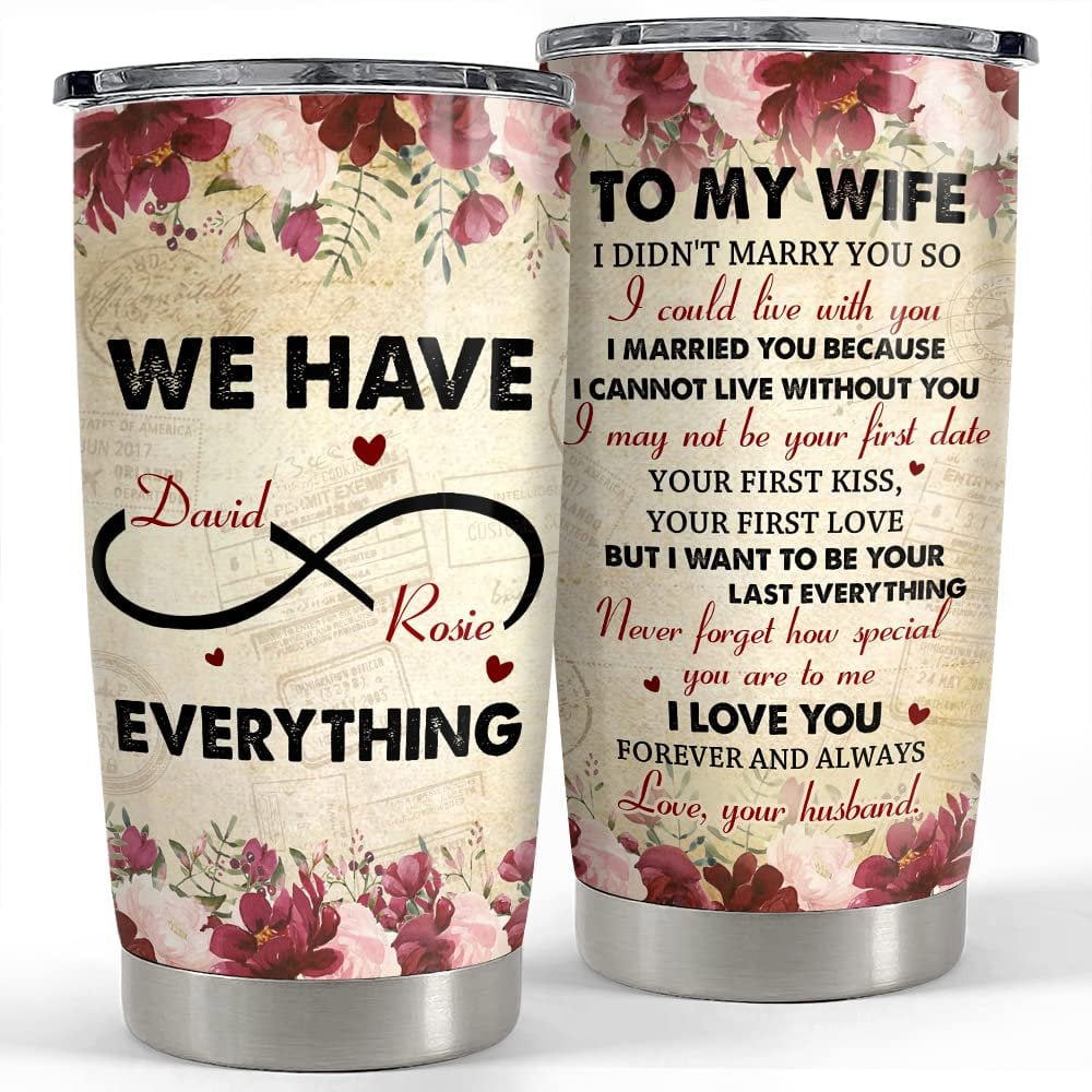 Personalized couple tumbler to my wife flowers from husband gift Personalized Tumbler