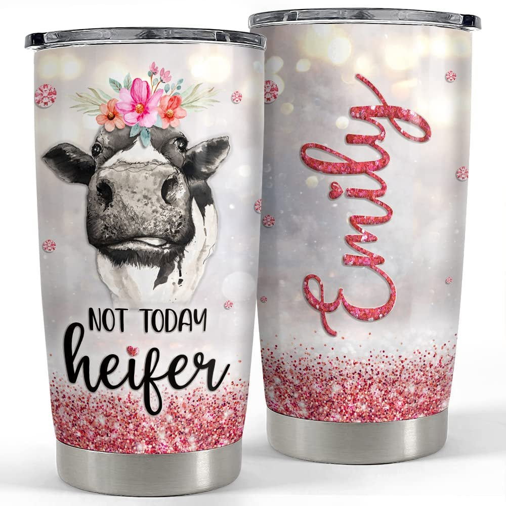 Personalized cow tumbler not today heifer glitter for animal lover Personalized Tumbler