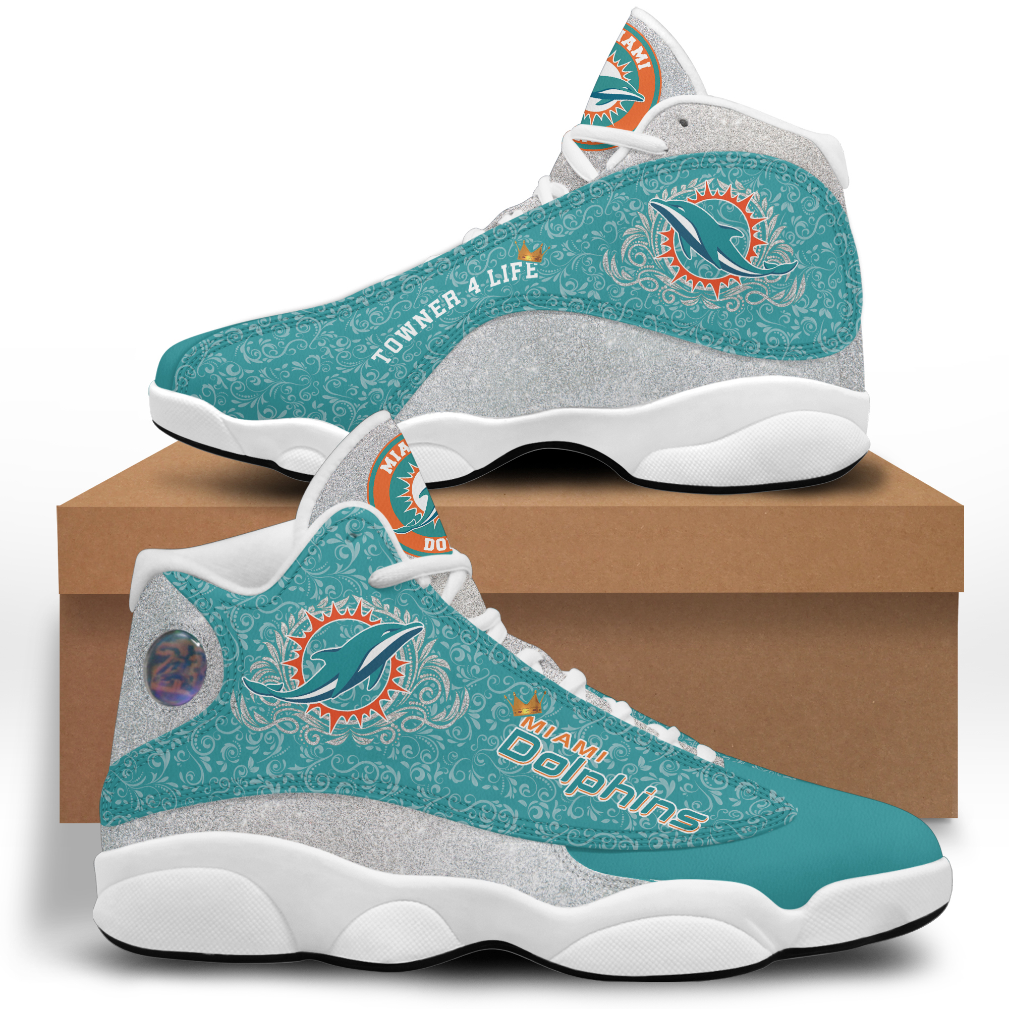 Personalized name miami dolphins Air Jordan 13 For Fans Gifts For Men Women Sneakers Full Size Shoes
