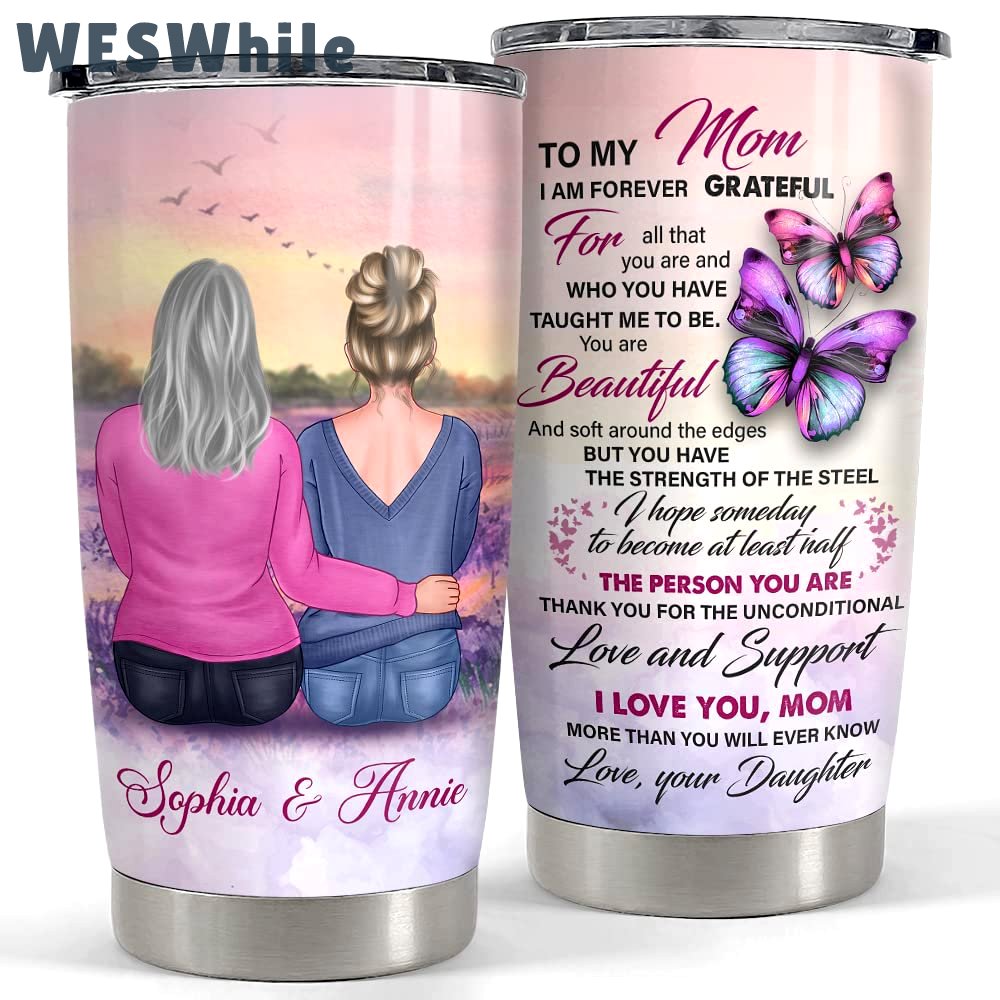 Personalized to my mom tumbler mother daughter butterfly for girl mama Personalized Tumbler