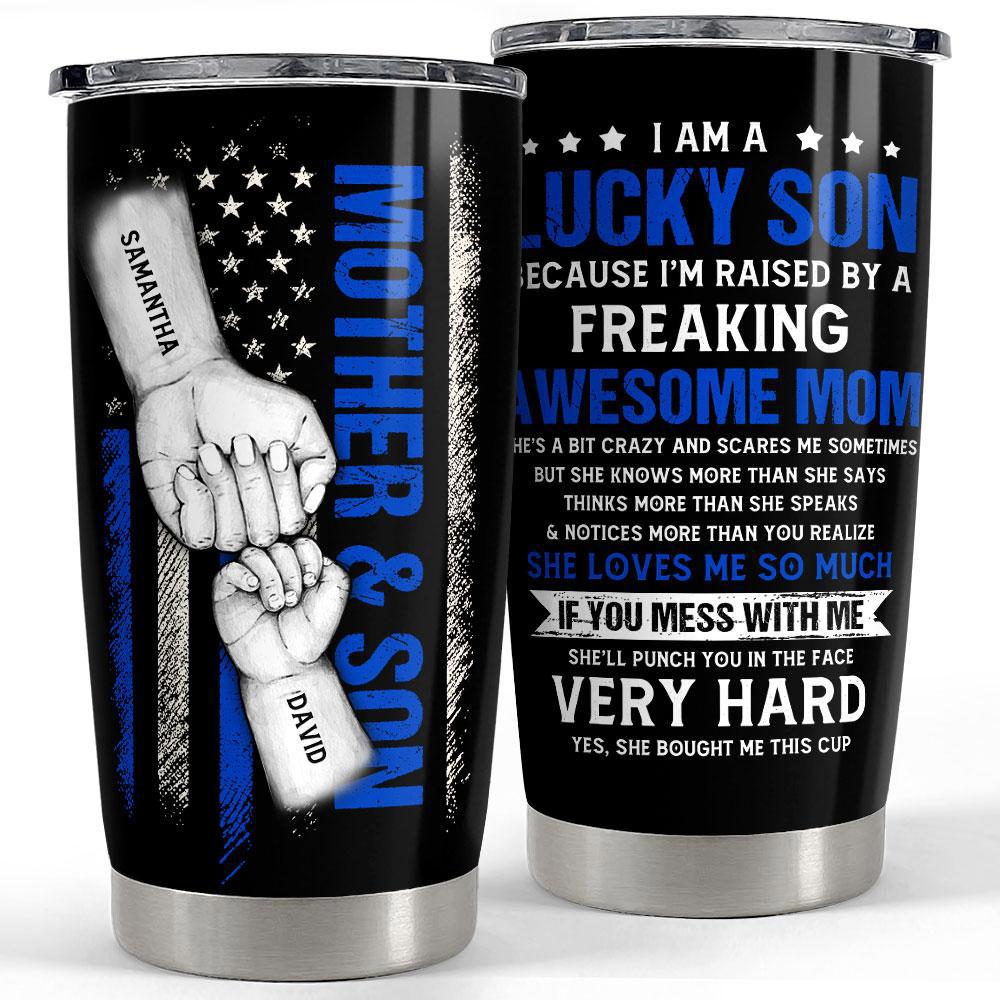 Personalized tumbler for mom from son with customize name Personalized Tumbler