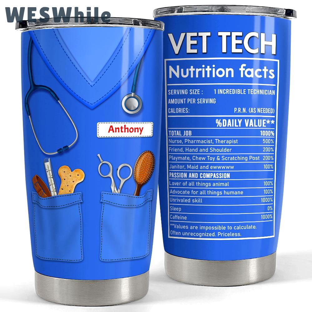 Personalized vet tech tumbler nutrition facts Personalized Tumbler