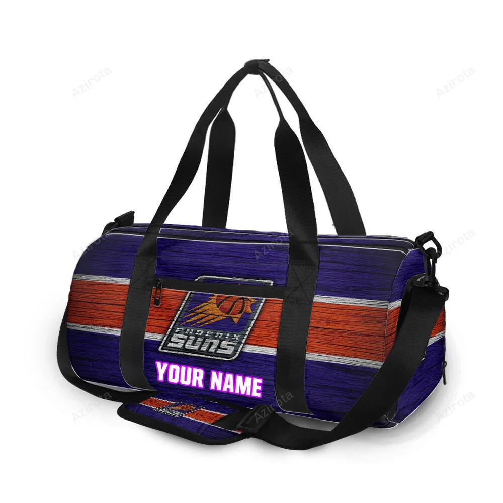 Phoenix suns emblem wooden texture personalized name travel bag gym bag 2372 Travel Bag