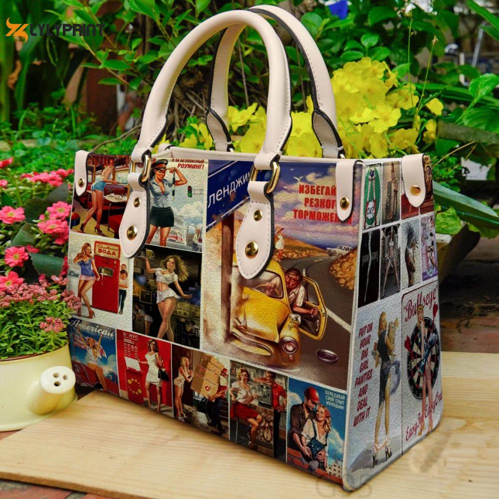 Pin-ups leather bag for women gift 1896 Women Leather Hand Bag