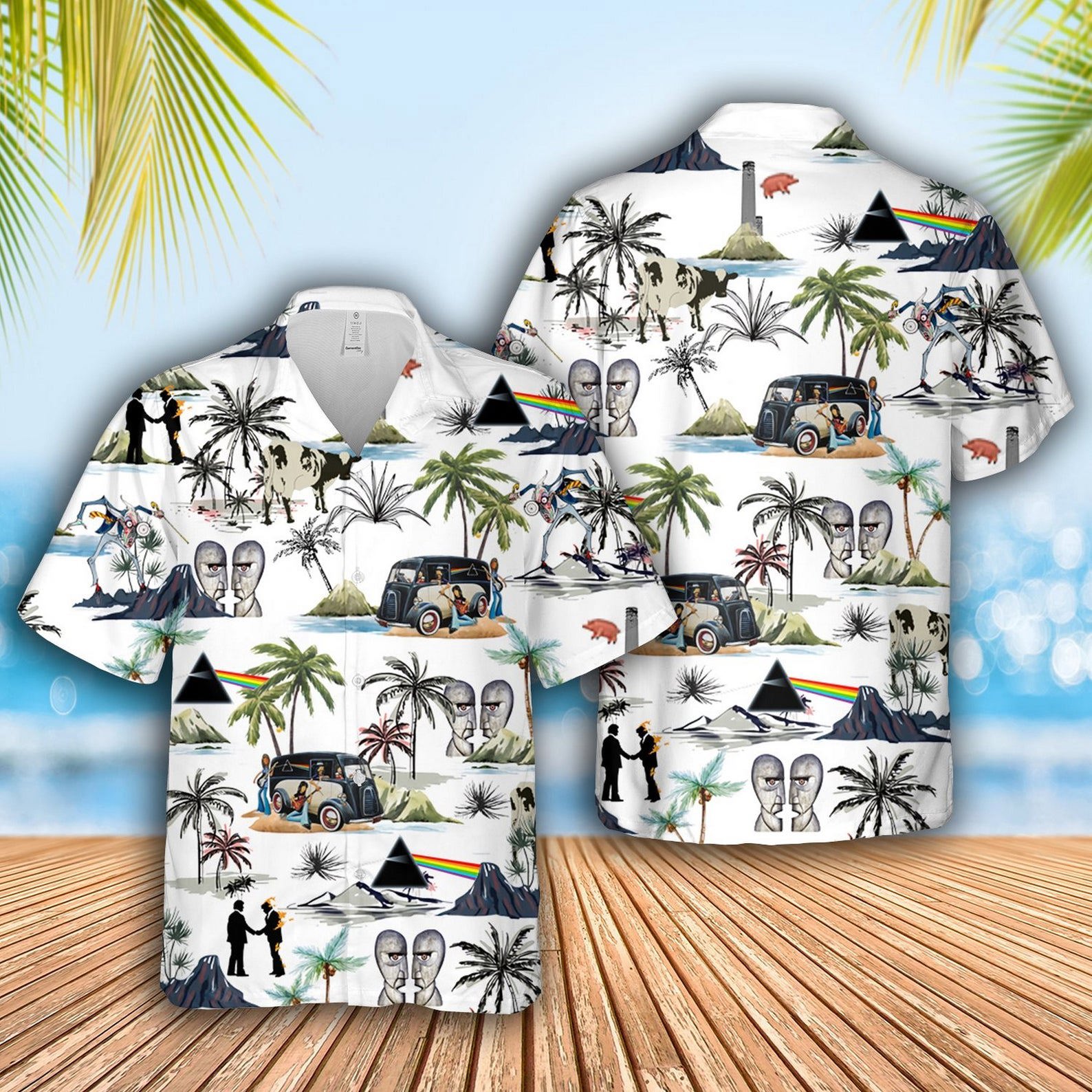 Pink floyd legend band hawaiian aloha shirt Hawaii Shirt Shorts & Flip Flops