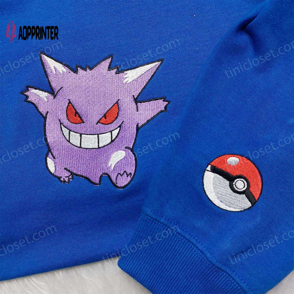 Pokemon gengar embroidered sweatshirt & hoodie: best anime fan gifts Embroidered Shirt