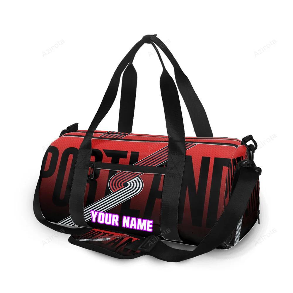 Portland trail blazers red gray black personalized name travel bag gym bag 2302 Travel Bag