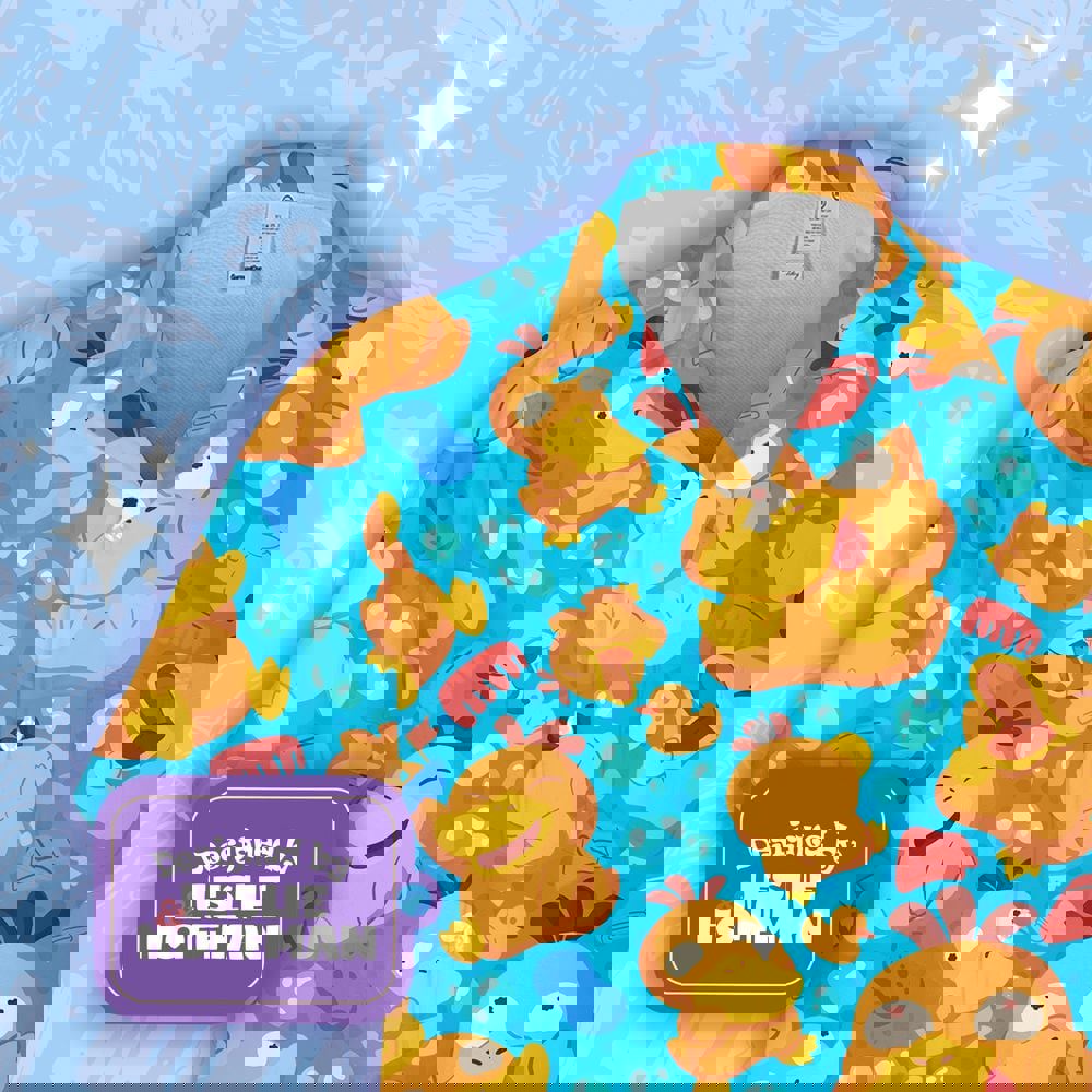 Psyduck bath button up shirt  water pokemon hawaiian shirt Hawaii Shirt Shorts & Flip Flops