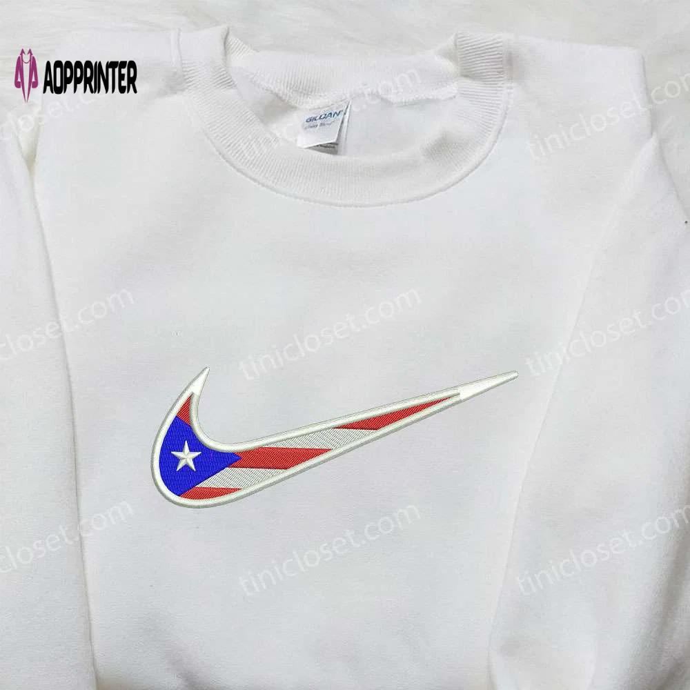 Puerto rican flag x nike swoosh embroidered shirt national flag inspired nike shirt Embroidered Shirt
