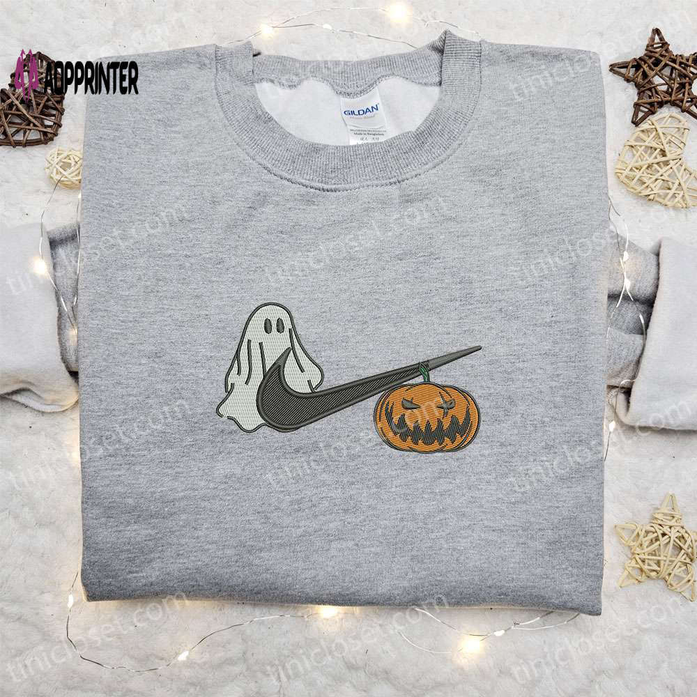 Pumpkin ghost halloween x nike embroidered sweatshirt – best halloween gift ideas for a spooky style Embroidered Shirt