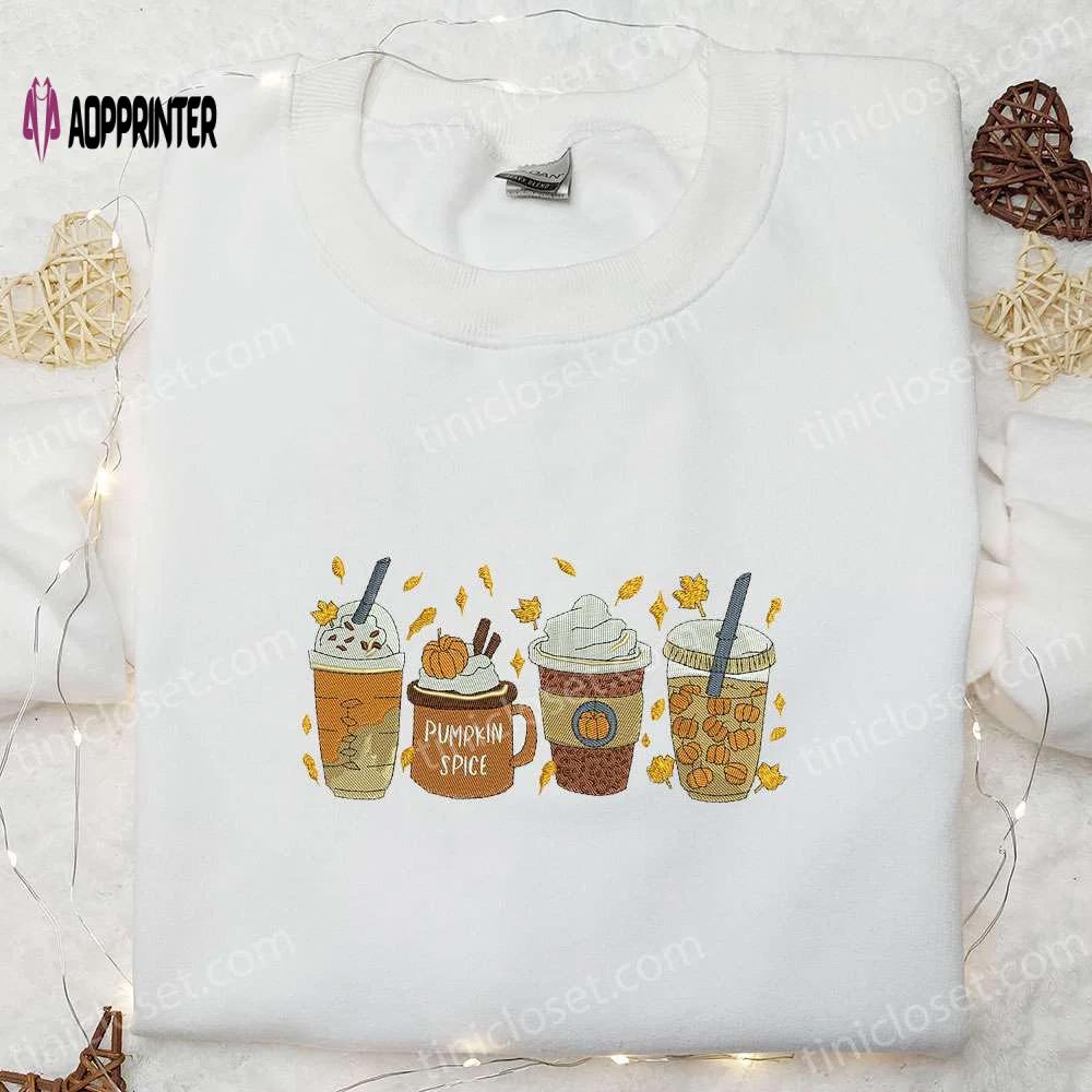 Pumpkin spice drink embroidered shirt: halloween unique gift for family Embroidered Shirt
