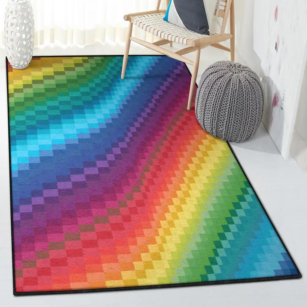 Rainbow color modern area rugs, rainbow rug Rectangle Rug