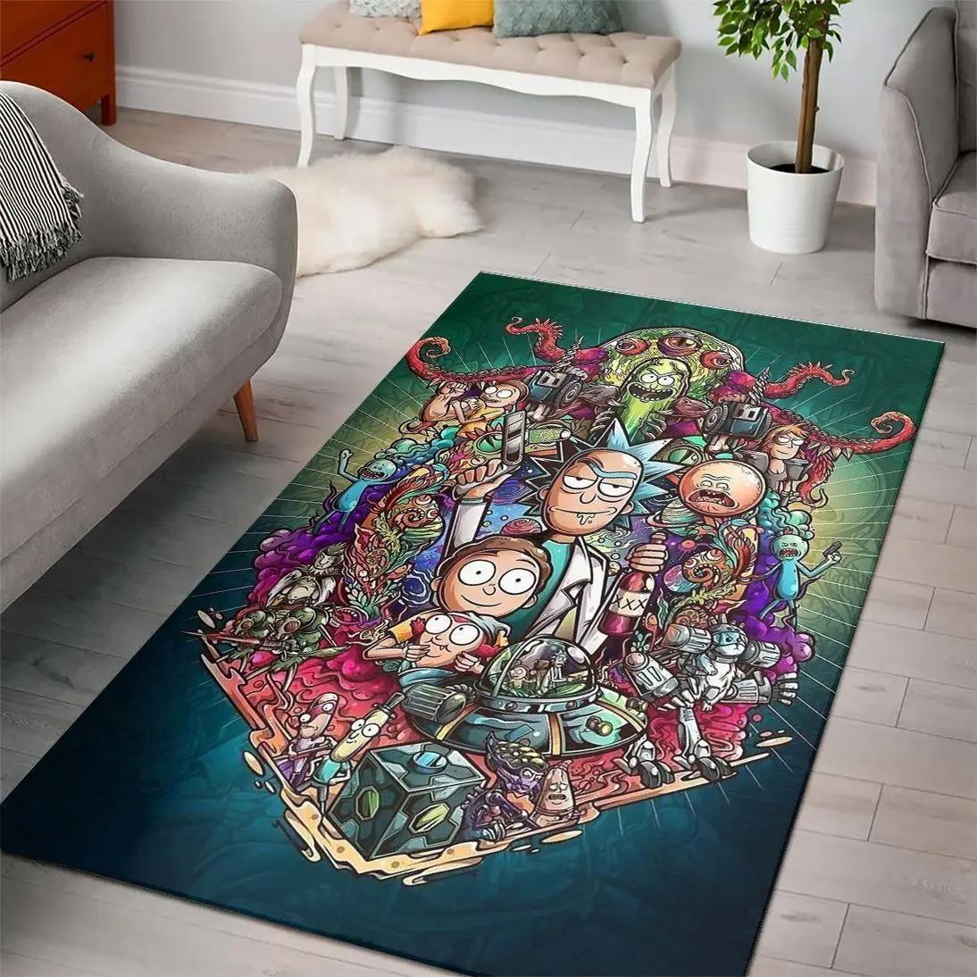 Rick and morty cartoon movies area rugs living room carpet rug regtangle carpet floor decor home decor v11176 Rectangle Rug