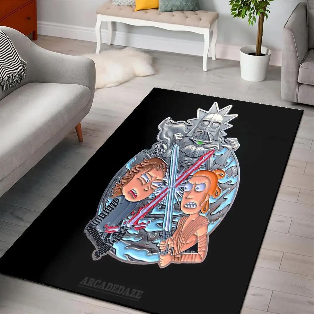 Rick and morty star wars cartoon area rug living room rug home decor logo carpet rug 2003058 Rectangle Rug