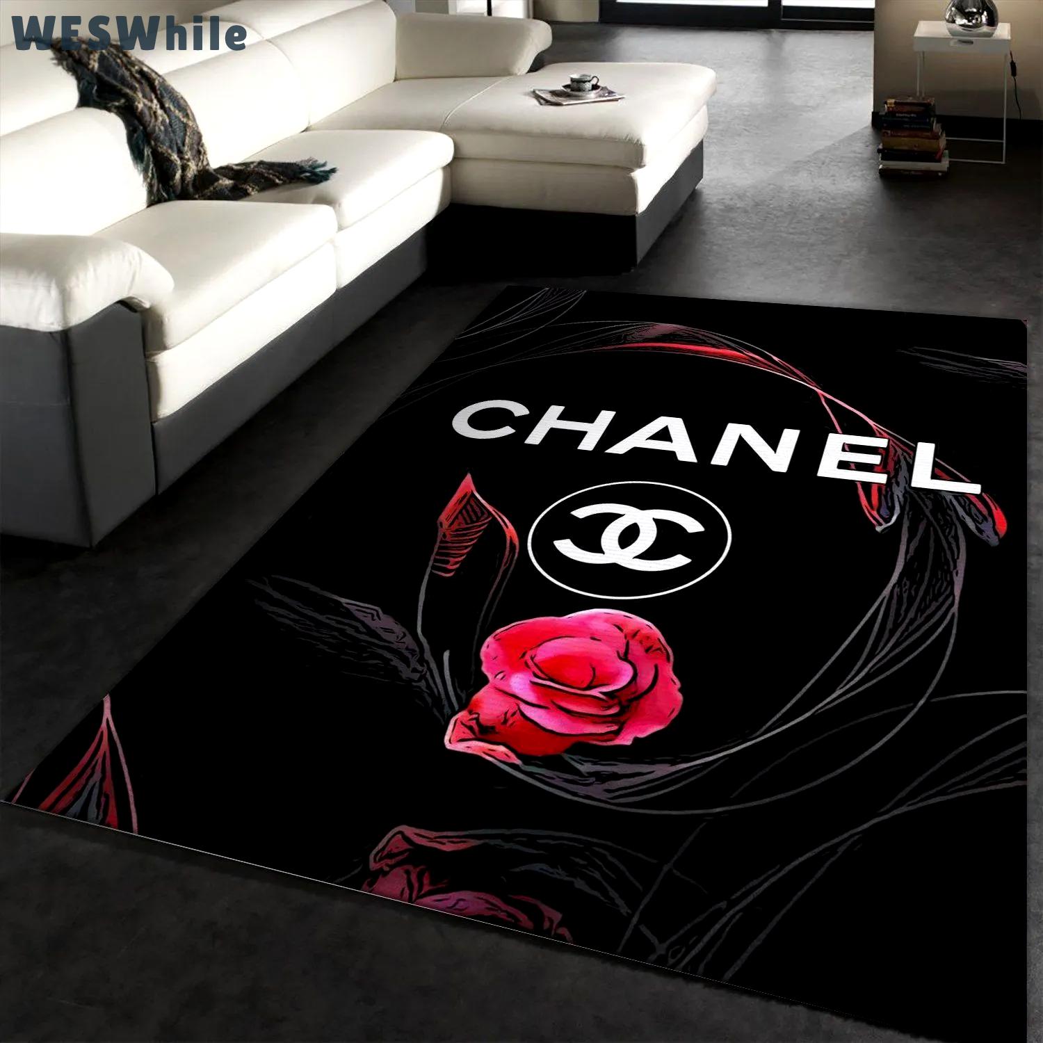 Rugs in living room and bedroom - Chanel area rug fashion brand rug carpet christmas gift floor mats keep warm in winter Rectangle Rug