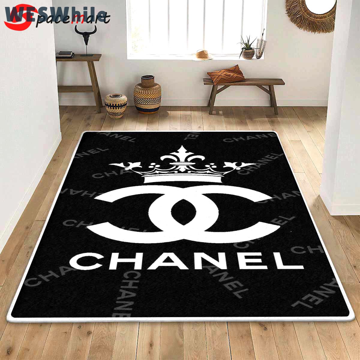 Rugs in living room and bedroom - Chanel queen chanel logo area rug - rugs Rectangle Rug