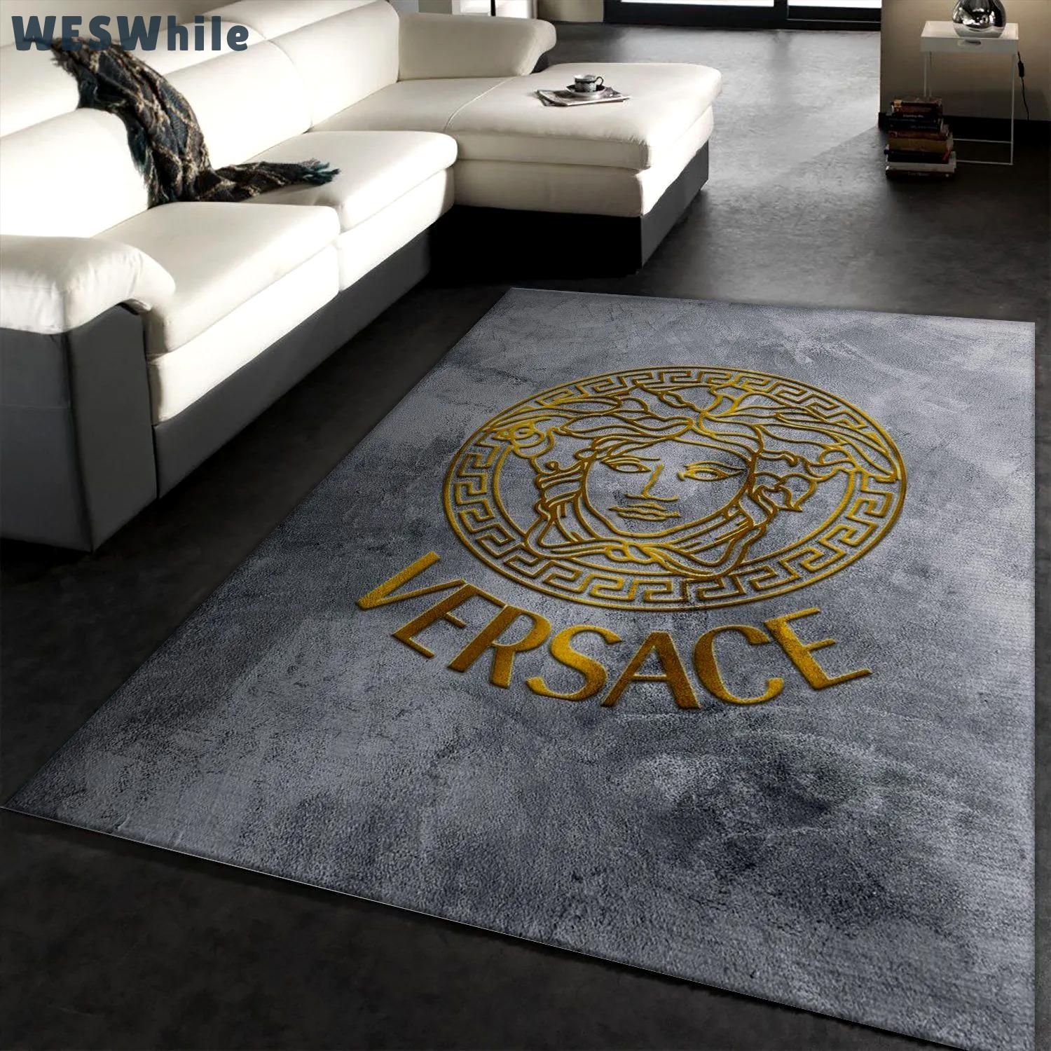 Rugs in living room and bedroom - Versace rectangle rug fashion brand rug christmas gift us decor Rectangle Rug