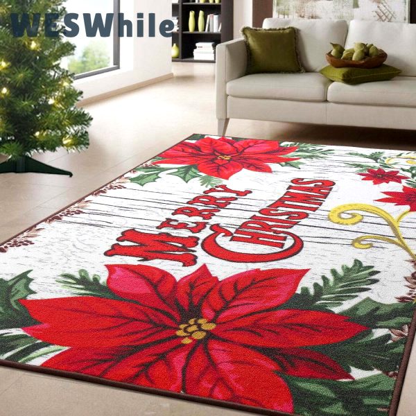 Rugs in living room and bedroom christmas poinsettia home decor rectangle area rug Rectangle Rug