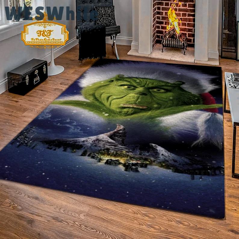 Rugs in living room and bedroom grinck in the sky rug - grinck christmas carpet - christmas nursery rug- grinck christmas gift- grinck rug- funny kids bedroom decor Rectangle Rug
