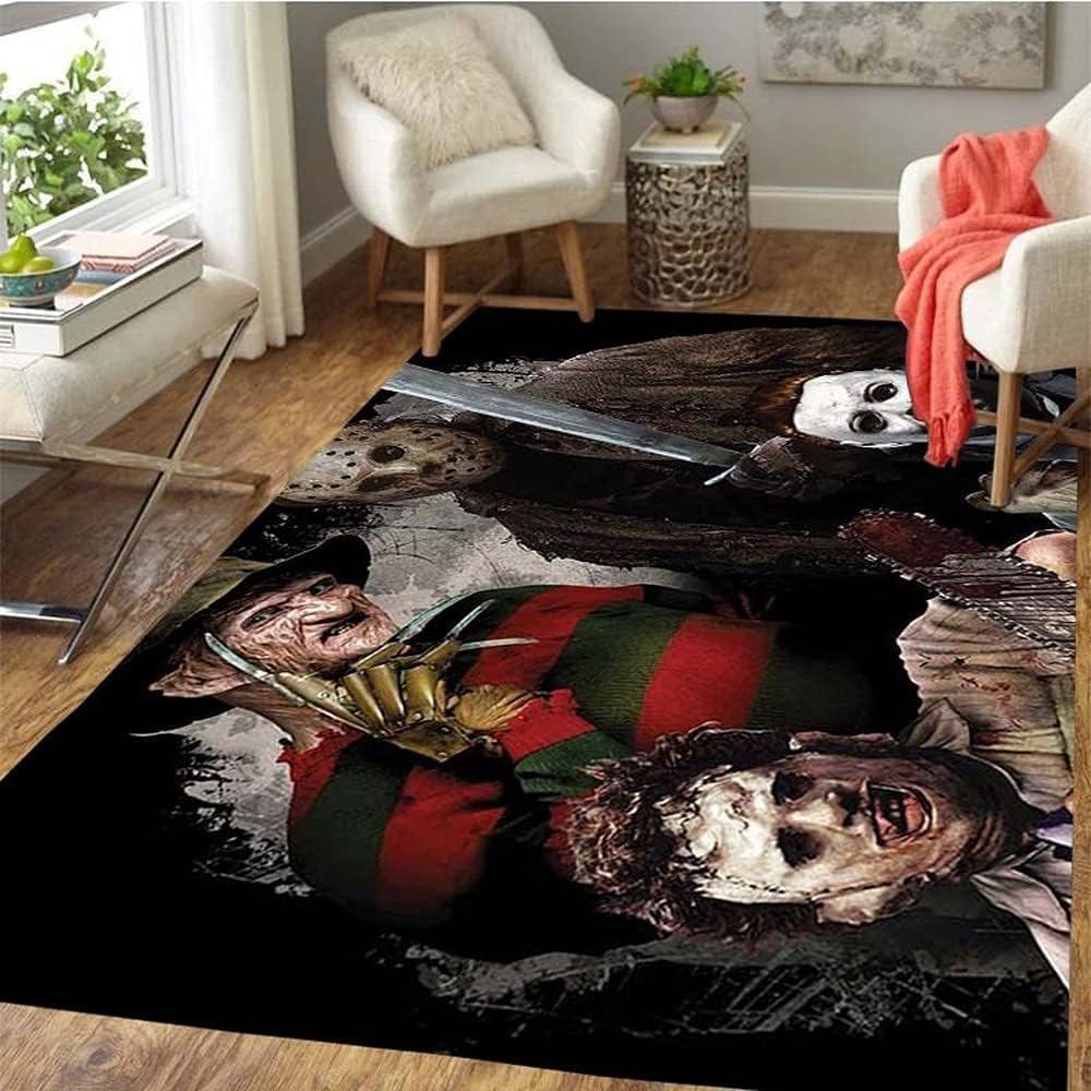 Rugs in living room and bedroom horror movie characters halloween area rug Rectangle Rug