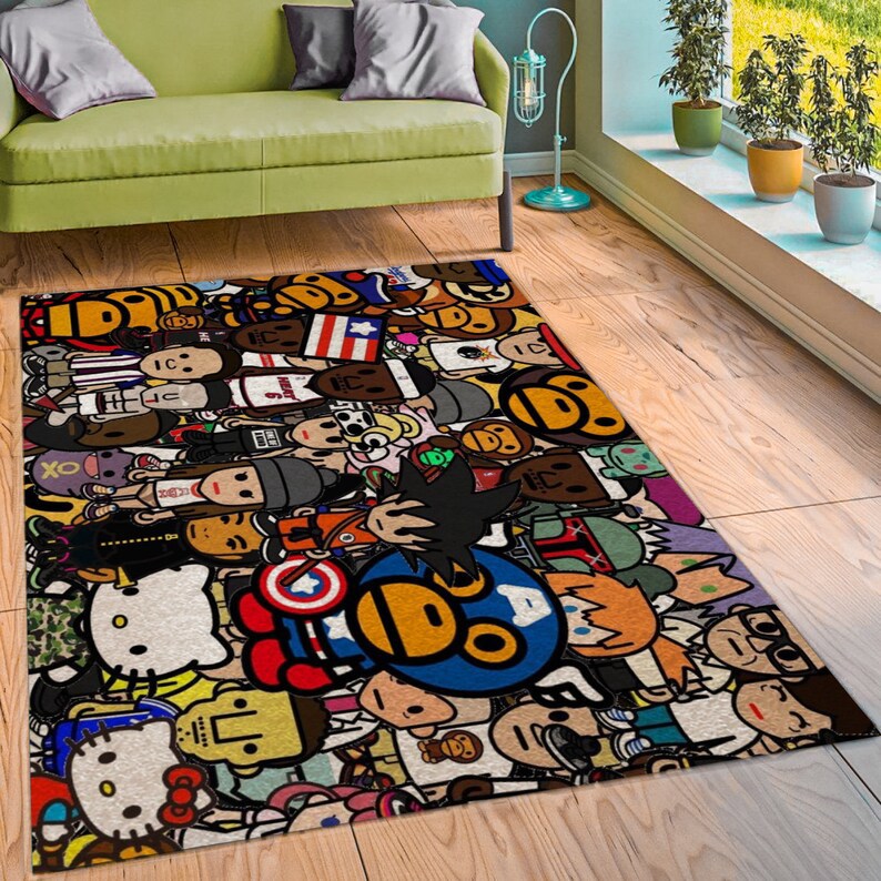 Rugs in living room and bedroom hypebeast bape decor rug - hypebeast rug for living room - living room decor- kids room rug- kids game rug- living room rug-popular rug Rectangle Rug