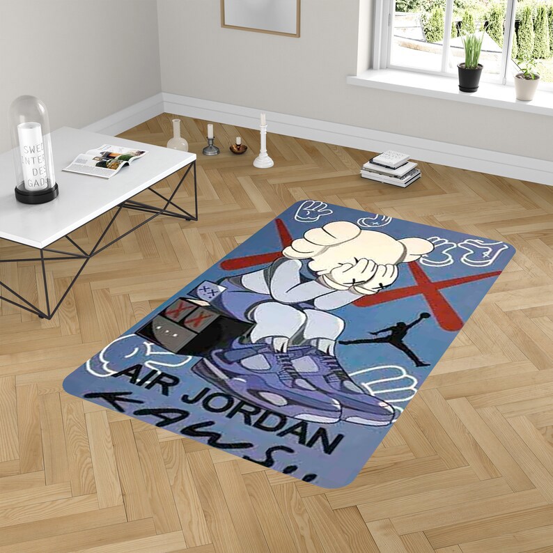 Rugs in living room and bedroom kaw rug - kaw area rug - kaw sneaker rug- kaw carpet- kaw rug- hypebeast rug- kaw rug for boy- cartoon rug- boyfriend gift- best gift idea Rectangle Rug