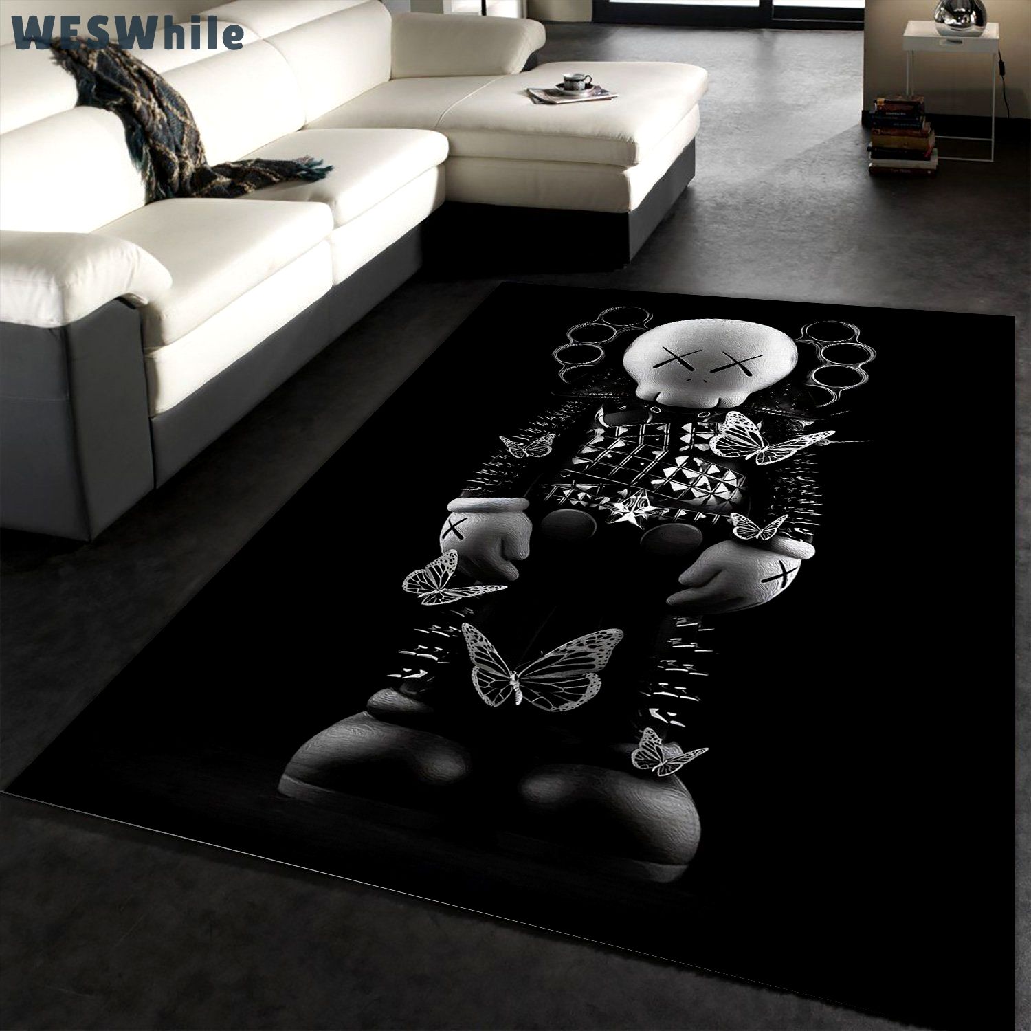 Rugs in living room and bedroom kaws area rug bedroom rug christmas gift us decor Rectangle Rug