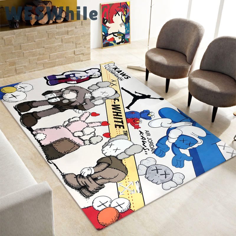 Rugs in living room and bedroom kaws off-white supreme Rectangle Rug