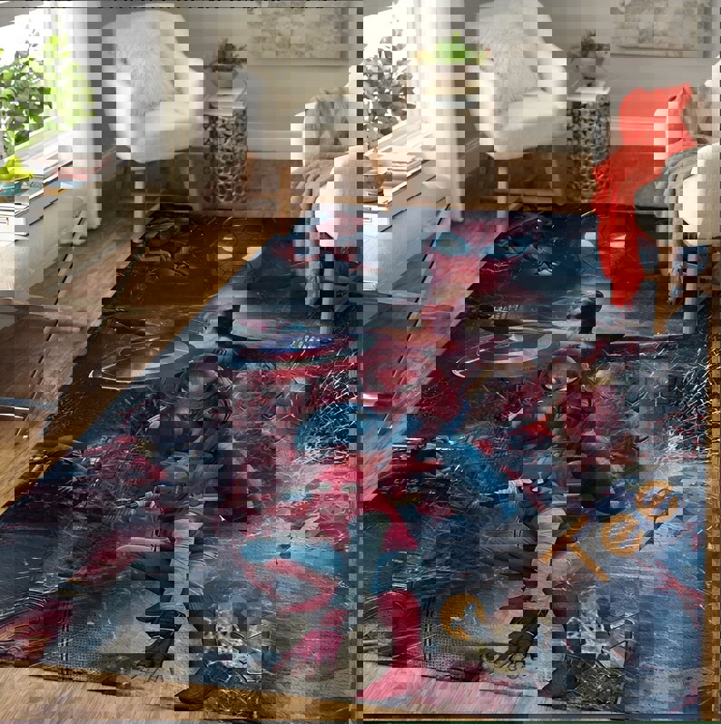 Rugs in living room and bedroom movie super hero rug - superhero rug for kids - super hero lover gift- game room rug- living room decor- kids room rug- living room rug Rectangle Rug