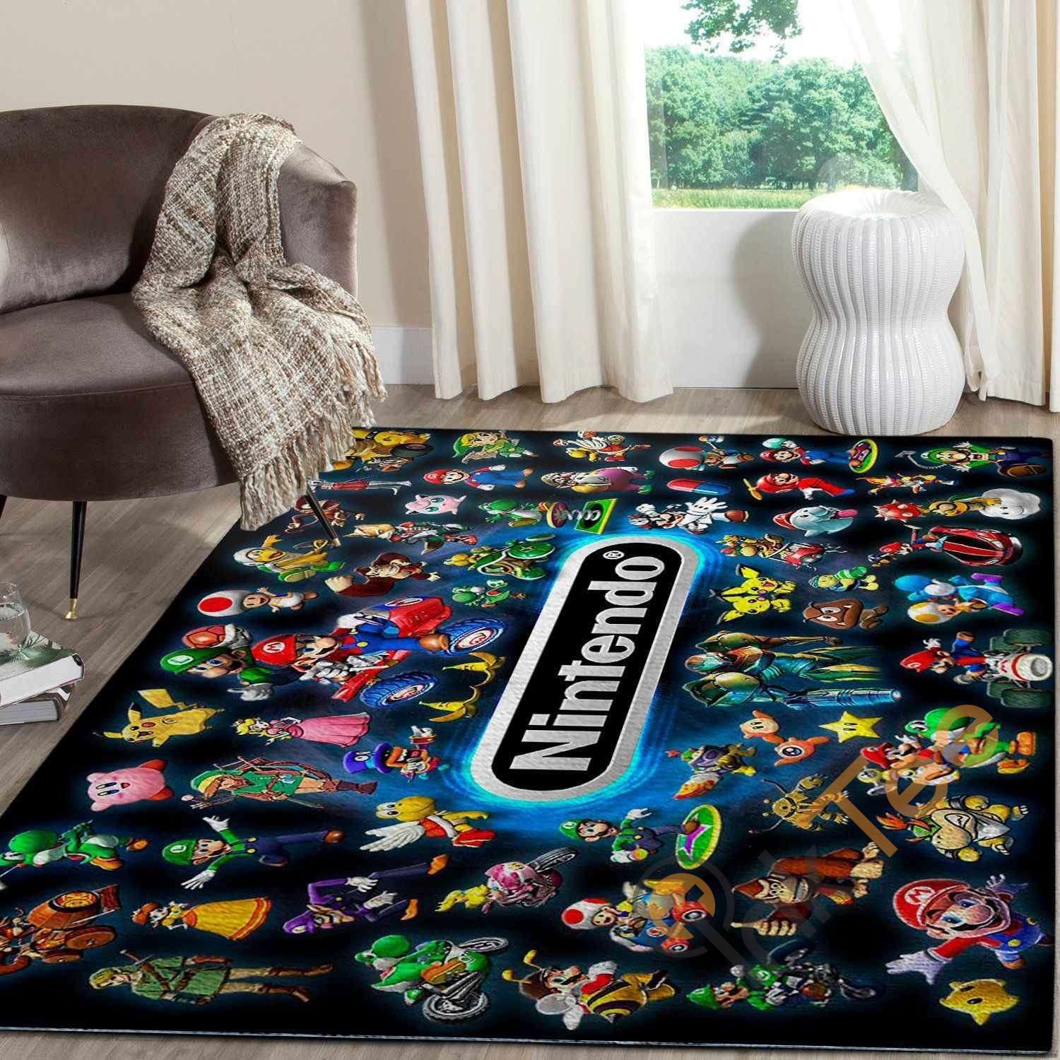 Rugs in living room and bedroom nintendo gamer Rectangle Rug