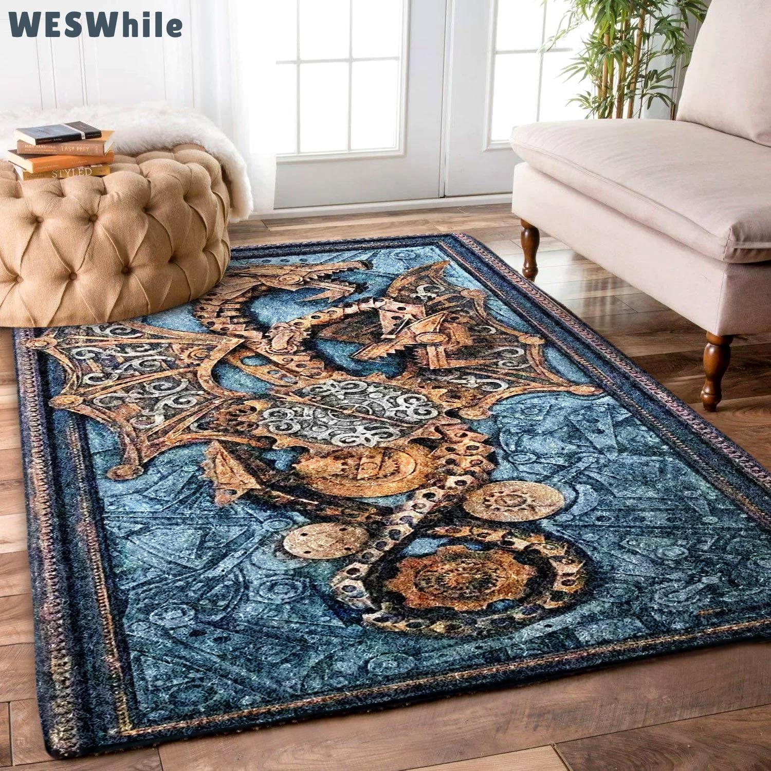 Rugs in living room and bedroom steampunk dragon rug Rectangle Rug