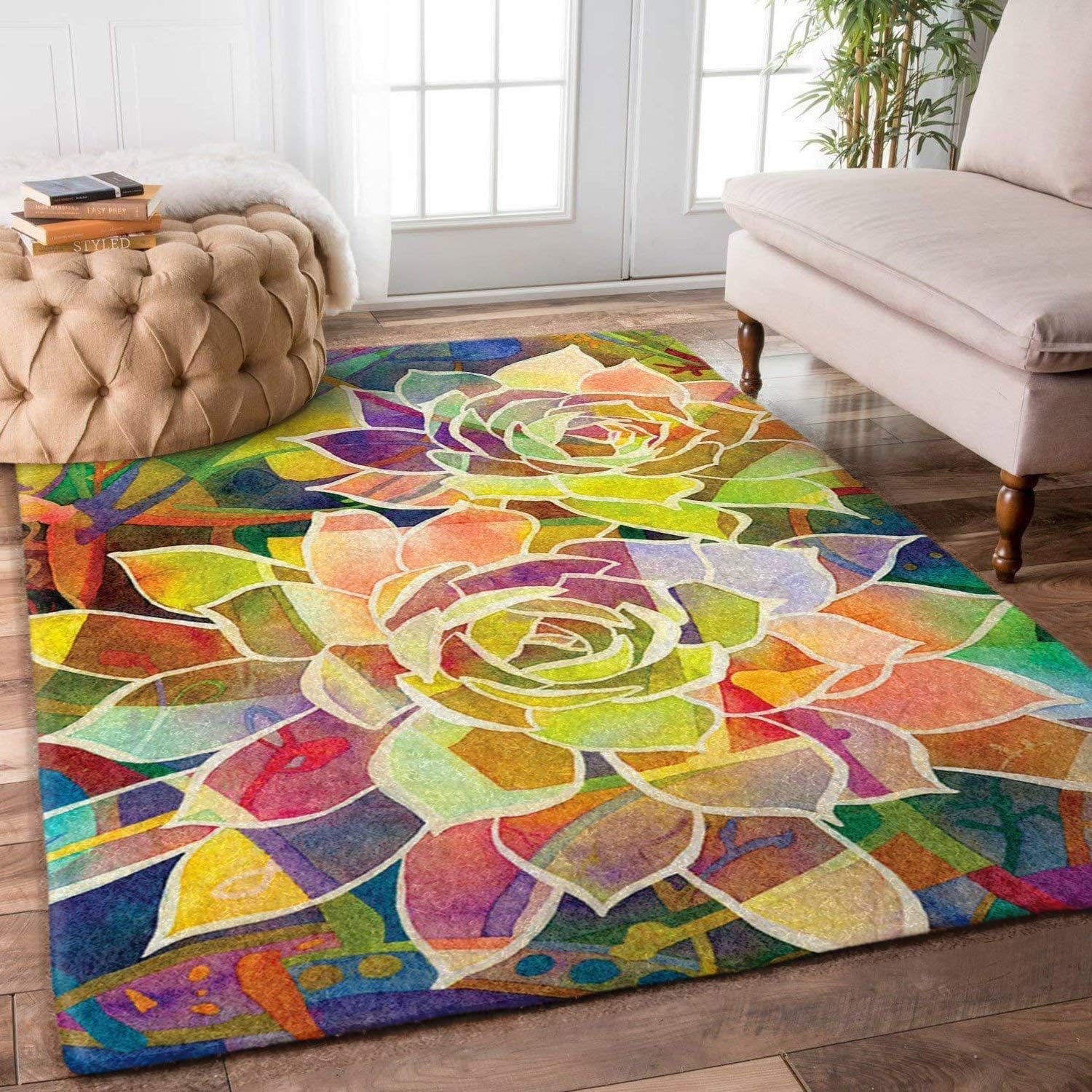 Rugs in living room and bedroom succulent plant rug Rectangle Rug