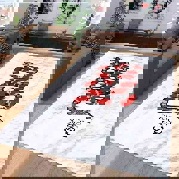 Rugs in living room and bedroom white marble gucci snake gucci rug home decor Rectangle Rug