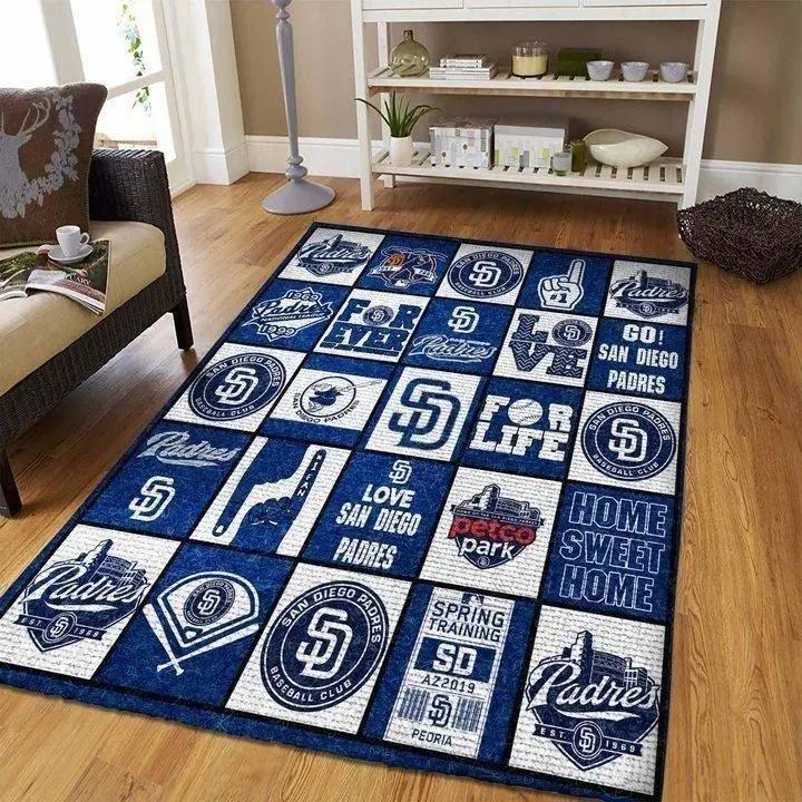 San diego padres area rug mlb baseball team logo carpet living room rugs v5572 Rectangle Rug