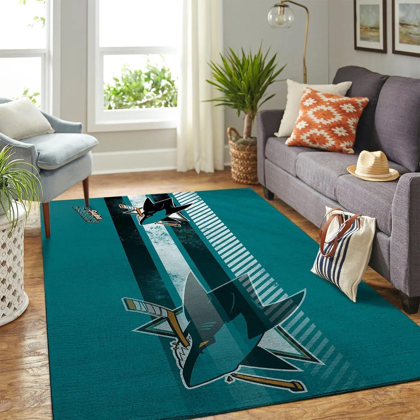 San jose sharks nhl area rugs team logo living room  regtangle carpet floor Rectangle Rug
