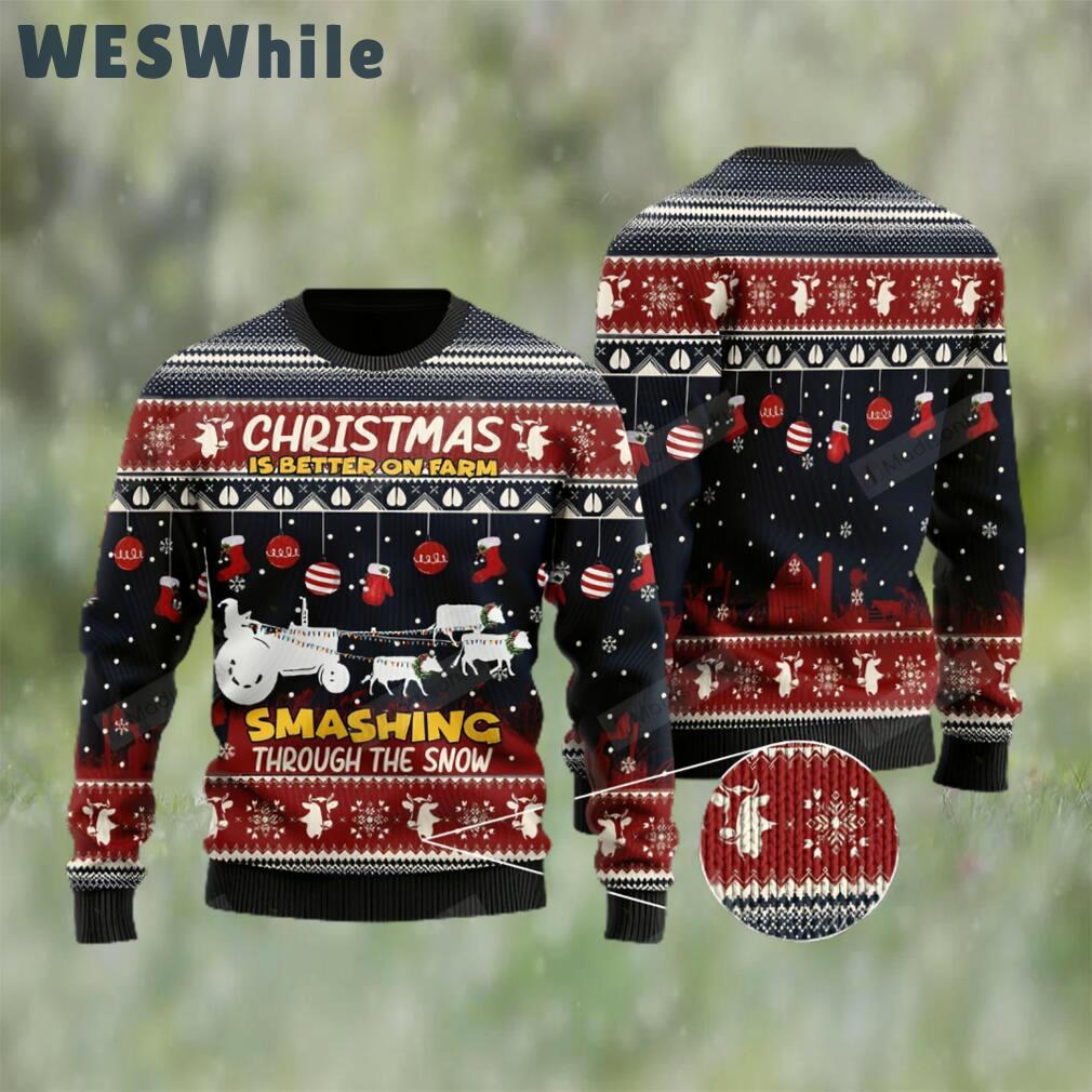 Santa claus with reindeer cow for unisex ugly christmas sweater Christmas Ugly Sweater