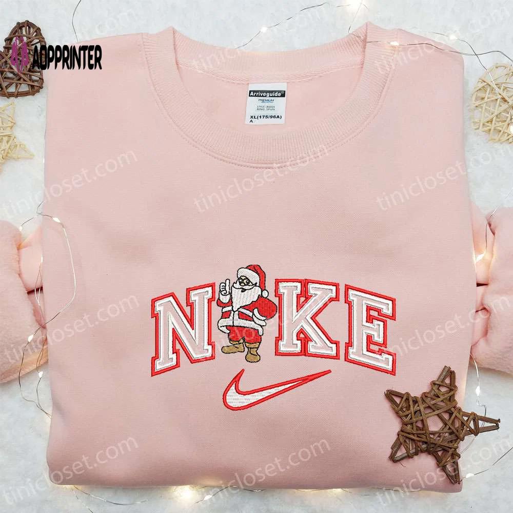 Santa claus x nike embroidered hoodie – festive christmas sweatshirt custom design Embroidered Shirt