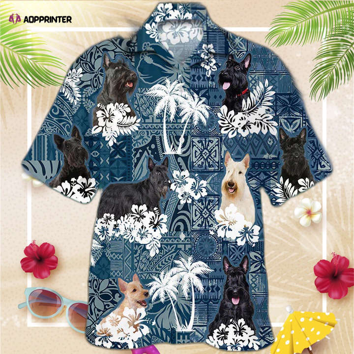 Scottish terrier hawaiian shirt, gift for men women, flowers aloha shirt for dog lovers Hawaii Shirt