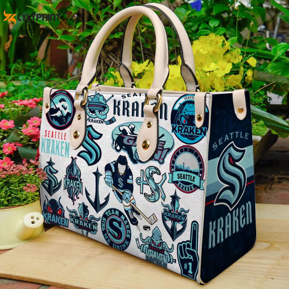 Seattle kraken leather handbag gift for women 4394 Women Leather Hand Bag