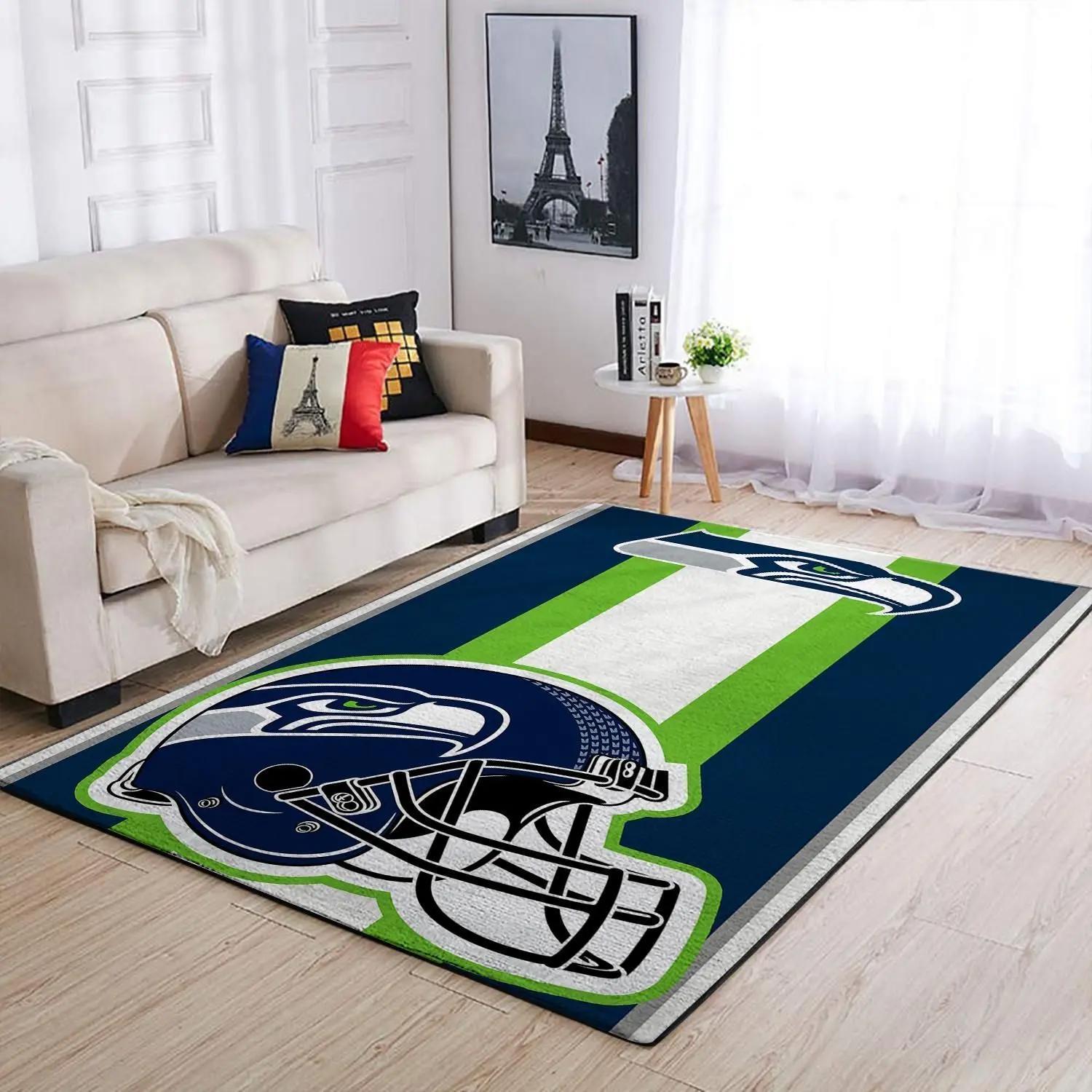 Seattle seahawks nfl area rugs team logo helmet living room sports rug Rectangle Rug